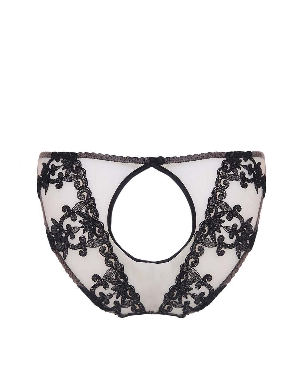 Fleur of England - Boudoir - Onyx Ouvert Silk Brief -brava-boutique