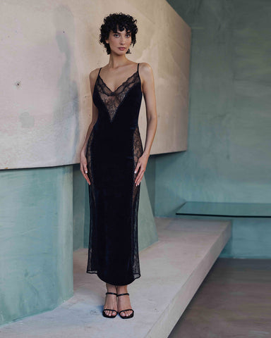 Marjolaine - Chemises - Billie Velvet & Lace Negligee -brava-boutique