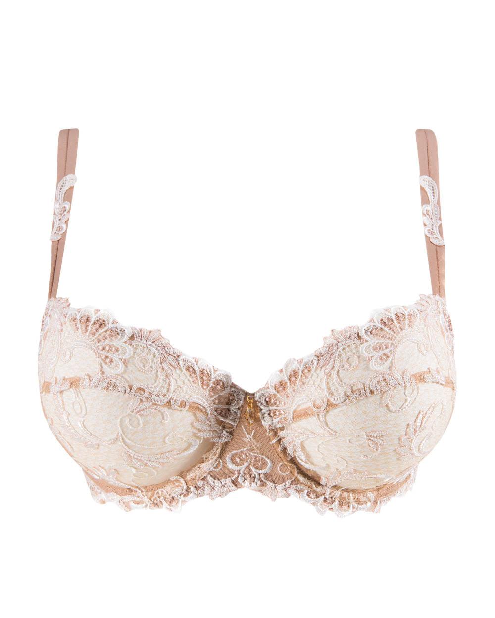 Wedding Day Bra Made With Silk Satin & Tulle the Esme Balcony Bra Has Demi  Cups in Sheer Floral French Leavers Lace Made to Order Ivory -  Canada