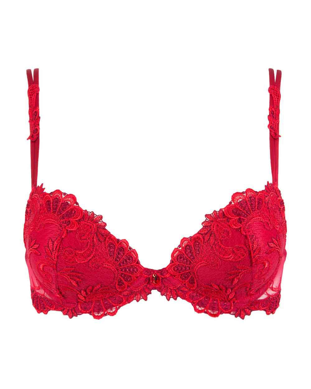 Coral Push up Bra in Stretch Tulle and Leavers Lace – Vantage - Clean